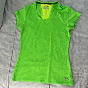 Under Armour workout/running shirt, small, bright, green, and yellow